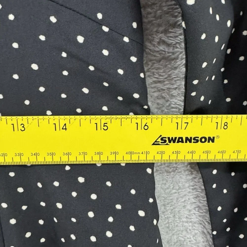 Uniqlo Dress M Black Polka Dots Babydoll V-Neck Ballon Sleeve Knee Length Pocket